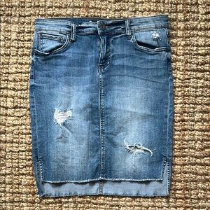 Kut from the Kloth blue denim Connie Jean skirt midi length women’s pencil